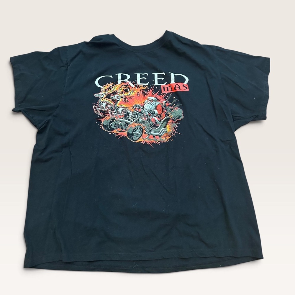 Creed Band Creedmas Santa Hot Rod Graphic T-Shirt Black 2XL Mens Holiday Rock